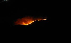 Garden route fire at night
